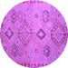 Round Machine Washable Persian Purple Traditional Area Rugs, wshtr1374pur