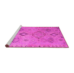 Sideview of Machine Washable Persian Pink Traditional Rug, wshtr1374pnk