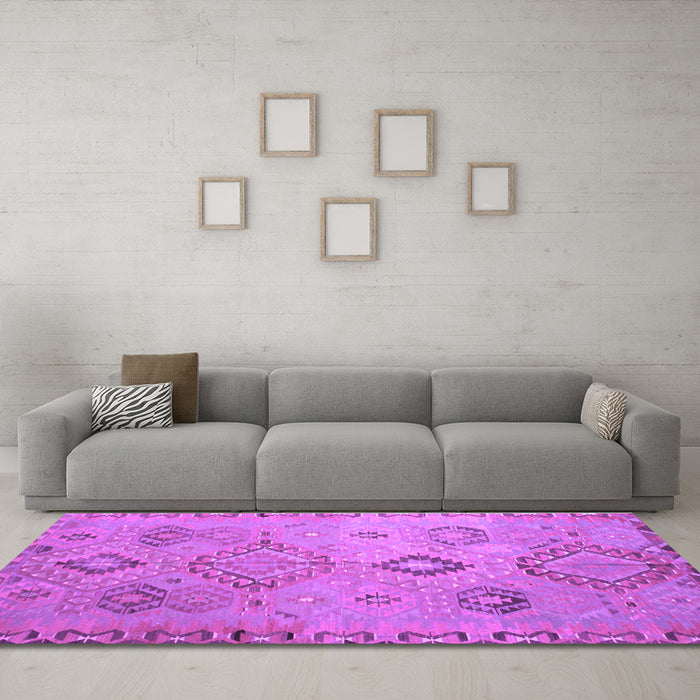 Machine Washable Persian Purple Traditional Area Rugs in a Living Room, wshtr1374pur