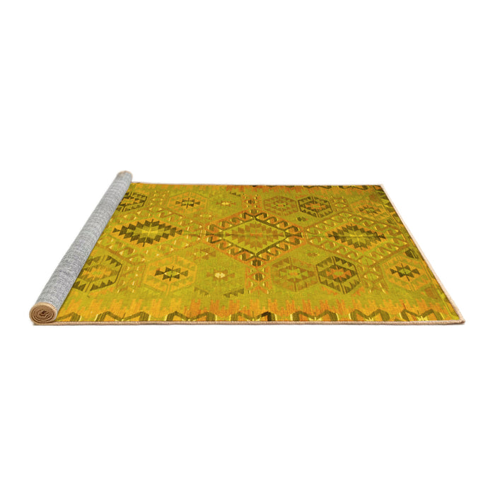 Sideview of Machine Washable Persian Yellow Traditional Rug, wshtr1374yw