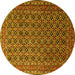 Round Machine Washable Persian Yellow Traditional Rug, wshtr1375yw