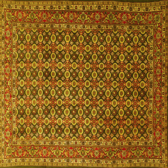 Square Machine Washable Persian Yellow Traditional Rug, wshtr1375yw
