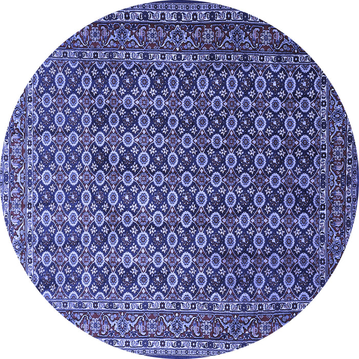 Round Machine Washable Persian Blue Traditional Rug, wshtr1375blu