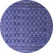 Round Machine Washable Persian Blue Traditional Rug, wshtr1375blu