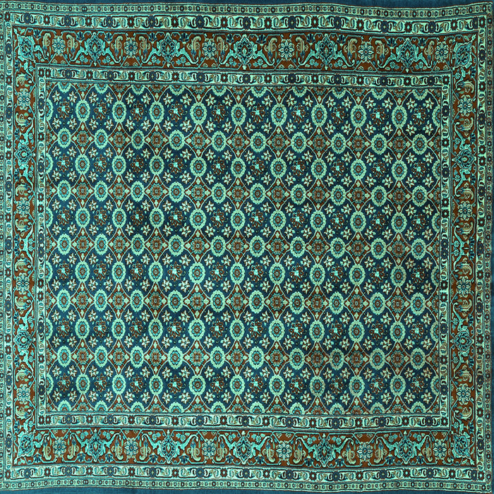 Square Machine Washable Persian Turquoise Traditional Area Rugs, wshtr1375turq