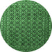 Round Machine Washable Persian Emerald Green Traditional Area Rugs, wshtr1375emgrn