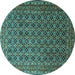 Round Machine Washable Persian Turquoise Traditional Area Rugs, wshtr1375turq