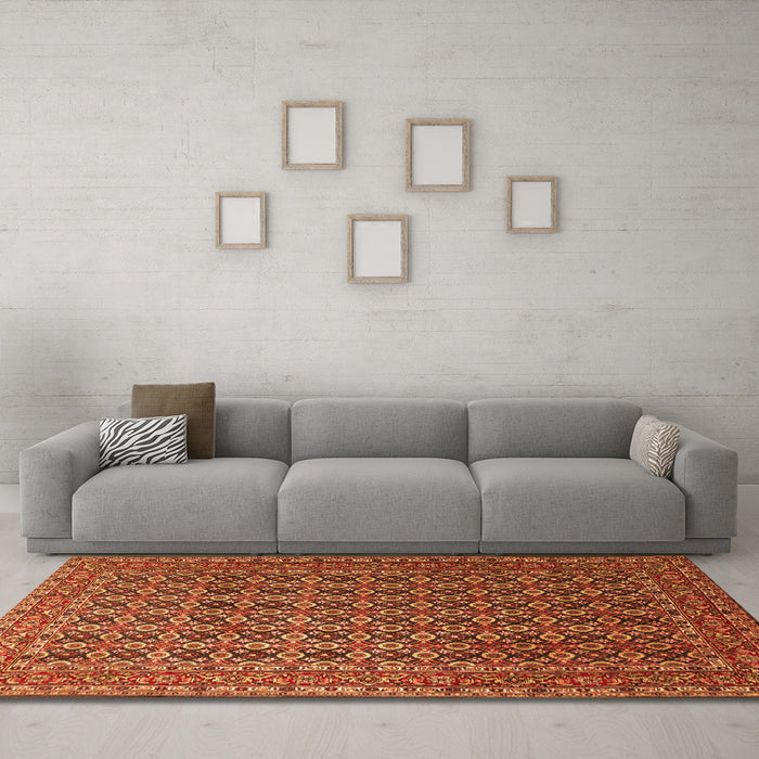 Machine Washable Persian Orange Traditional Area Rugs in a Living Room, wshtr1375org
