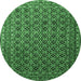 Round Persian Emerald Green Traditional Rug, tr1375emgrn