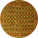 Round Persian Yellow Traditional Rug, tr1375yw