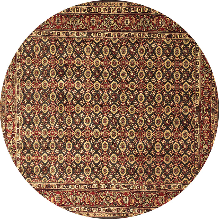 Round Persian Brown Traditional Rug, tr1375brn