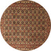 Round Persian Brown Traditional Rug, tr1375brn