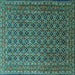 Square Persian Turquoise Traditional Rug, tr1375turq