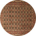 Round Machine Washable Persian Brown Traditional Rug, wshtr1375brn