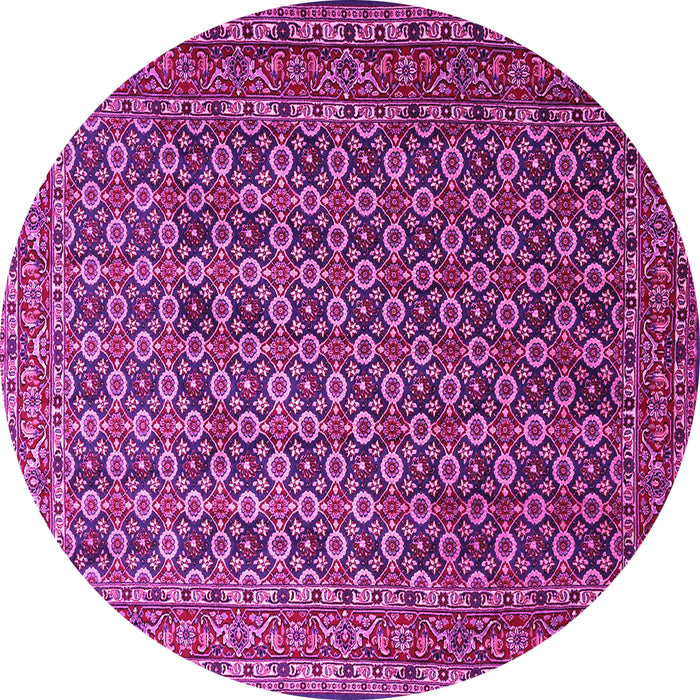 Round Machine Washable Persian Pink Traditional Rug, wshtr1375pnk