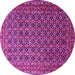 Round Machine Washable Persian Pink Traditional Rug, wshtr1375pnk