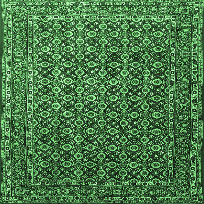 Square Machine Washable Persian Emerald Green Traditional Area Rugs, wshtr1375emgrn