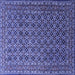 Square Machine Washable Persian Blue Traditional Rug, wshtr1375blu