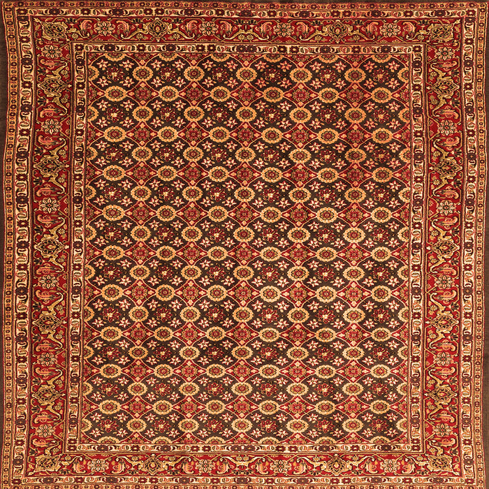 Round Machine Washable Persian Orange Traditional Area Rugs, wshtr1375org