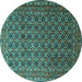 Round Persian Turquoise Traditional Rug, tr1375turq