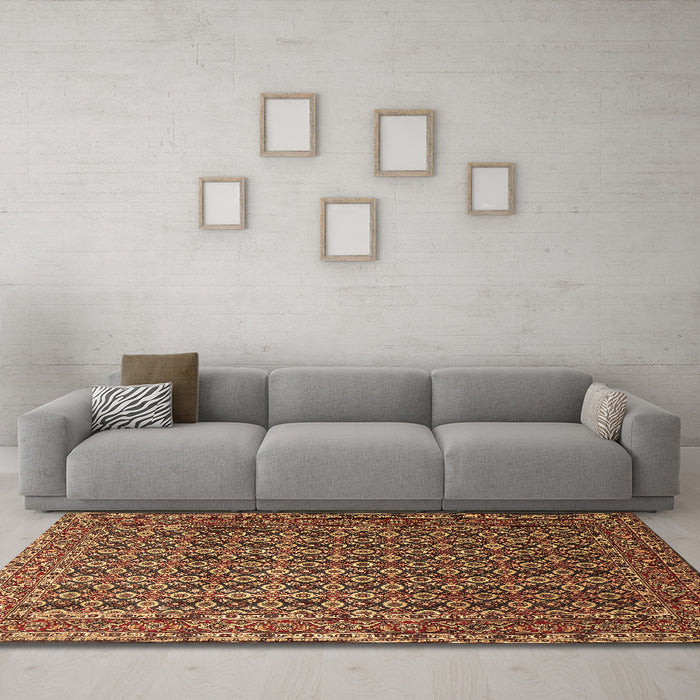 Machine Washable Persian Brown Traditional Rug in a Living Room,, wshtr1375brn