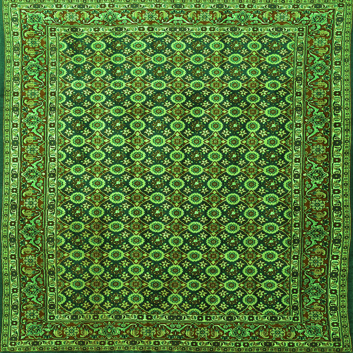Round Machine Washable Persian Green Traditional Area Rugs, wshtr1375grn