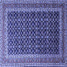 Square Machine Washable Persian Blue Traditional Rug, wshtr1376blu