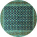 Round Persian Turquoise Traditional Rug, tr1376turq