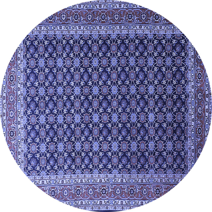 Round Machine Washable Persian Blue Traditional Rug, wshtr1376blu