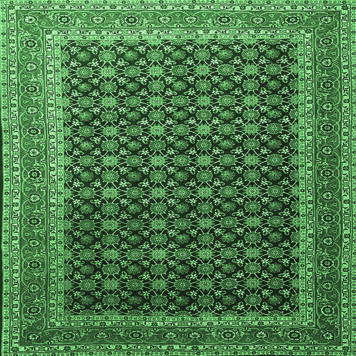 Square Persian Emerald Green Traditional Rug, tr1376emgrn