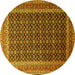 Round Machine Washable Persian Yellow Traditional Rug, wshtr1376yw