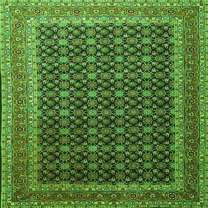 Round Machine Washable Persian Green Traditional Area Rugs, wshtr1376grn