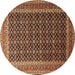 Round Persian Brown Traditional Rug, tr1376brn