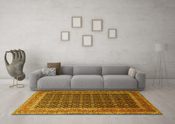 Machine Washable Persian Yellow Traditional Rug in a Living Room, wshtr1376yw