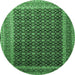 Round Persian Emerald Green Traditional Rug, tr1376emgrn