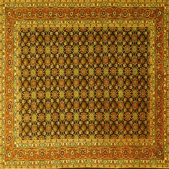 Square Machine Washable Persian Yellow Traditional Rug, wshtr1376yw