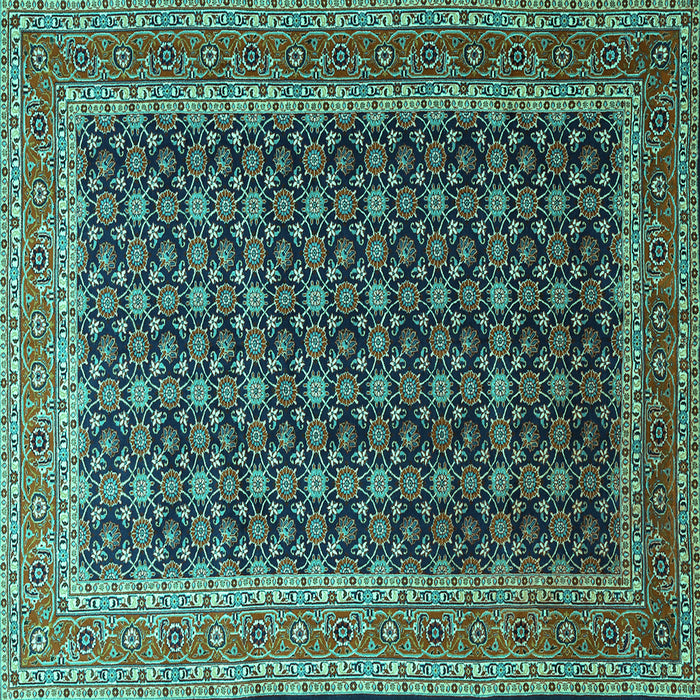 Square Machine Washable Persian Turquoise Traditional Area Rugs, wshtr1376turq