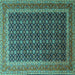 Square Machine Washable Persian Turquoise Traditional Area Rugs, wshtr1376turq