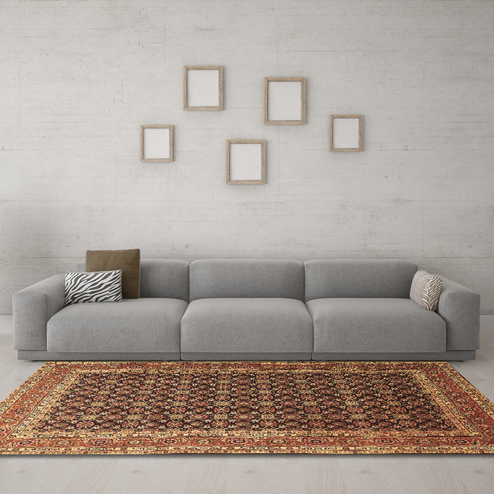 Machine Washable Persian Brown Traditional Rug in a Living Room,, wshtr1376brn