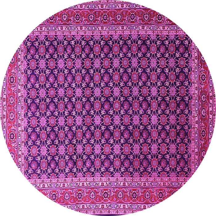 Round Machine Washable Persian Pink Traditional Rug, wshtr1376pnk