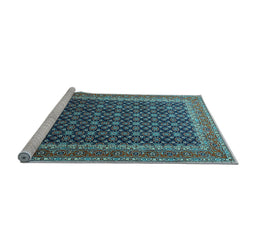Sideview of Machine Washable Persian Light Blue Traditional Rug, wshtr1376lblu