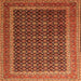 Round Machine Washable Persian Orange Traditional Area Rugs, wshtr1376org