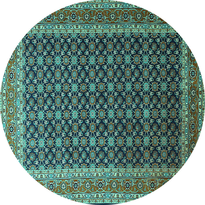 Round Machine Washable Persian Turquoise Traditional Area Rugs, wshtr1376turq
