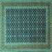 Square Persian Turquoise Traditional Rug, tr1376turq