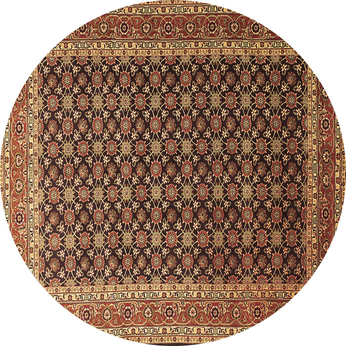 Round Machine Washable Persian Brown Traditional Rug, wshtr1376brn
