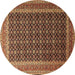 Round Machine Washable Persian Brown Traditional Rug, wshtr1376brn