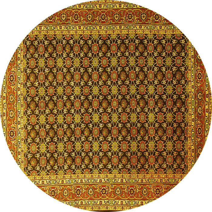 Round Persian Yellow Traditional Rug, tr1376yw