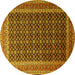 Round Persian Yellow Traditional Rug, tr1376yw