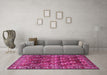 Machine Washable Persian Pink Traditional Rug in a Living Room, wshtr1377pnk