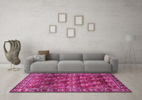 Machine Washable Persian Pink Traditional Rug, wshtr1377pnk